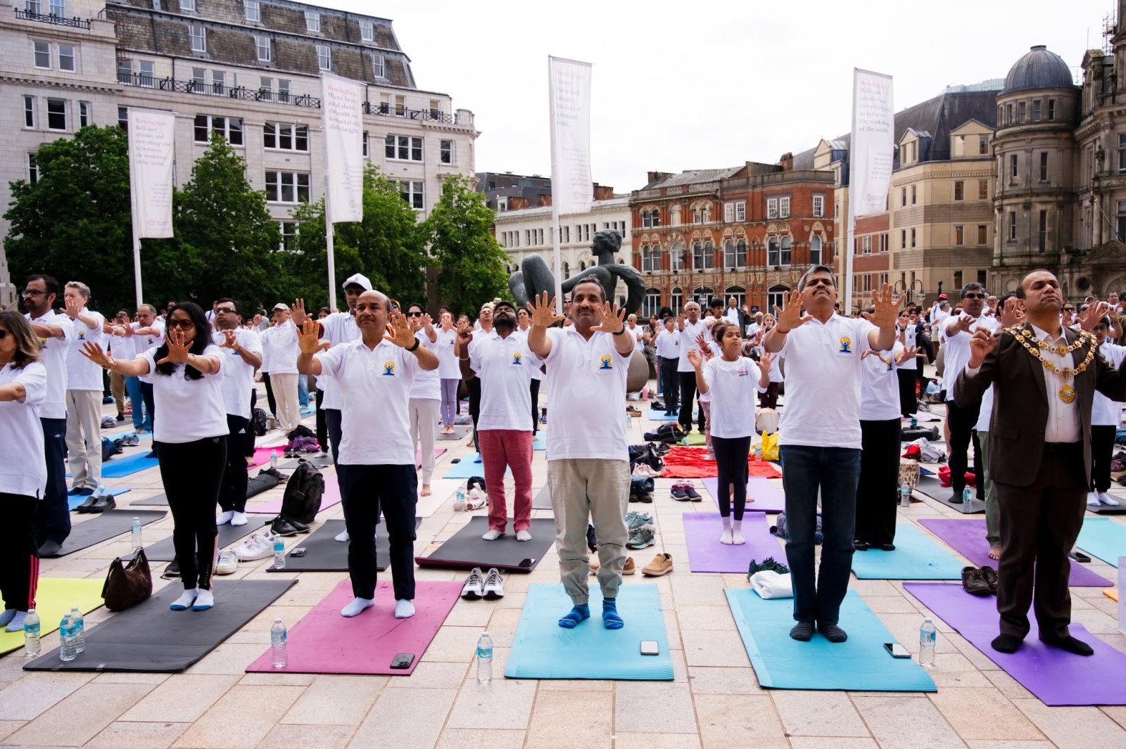 Grand celebration to mark the 12th International Day of Yoga at Victoria Square, Birmingham - 21st June 2026