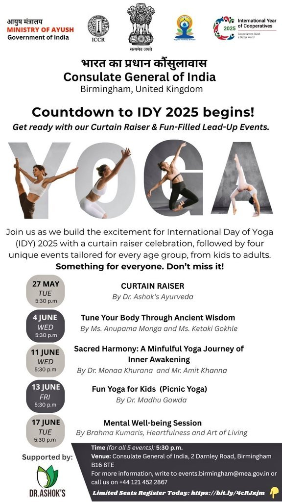 Yoga events at the Consulate General of India Birmingham - 2025